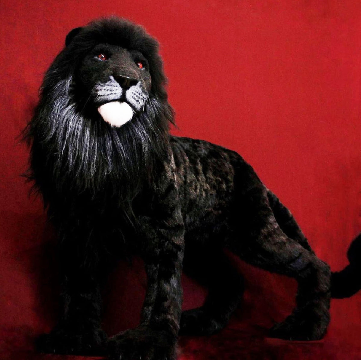 PLUSH Lion, Black Lion Stuffed Animal - Big Lion Realistic Art Doll