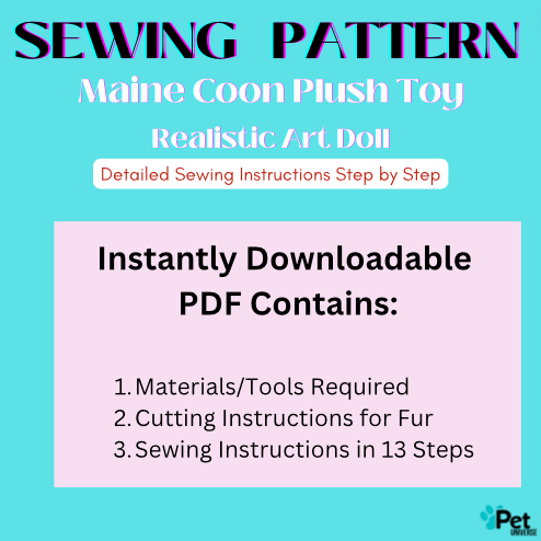 SEWING PATTERN Maine Coon Plush Toy Instantly Downloadable PDF